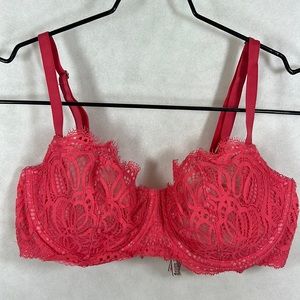 Victoria Secret Dream Angels Salmon Lace Push Up W/O Padding Bra
